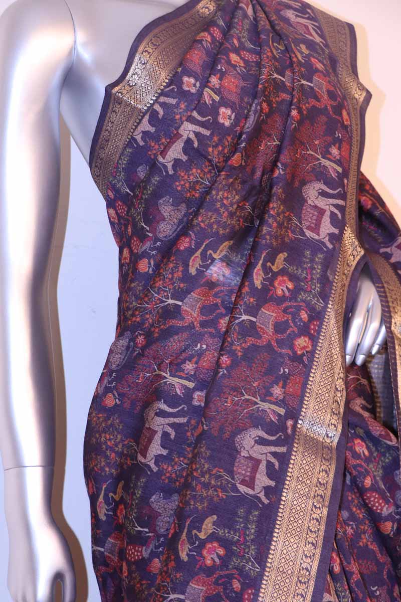 Exclusive Pure Printed Tussar Silk Saree AI201942